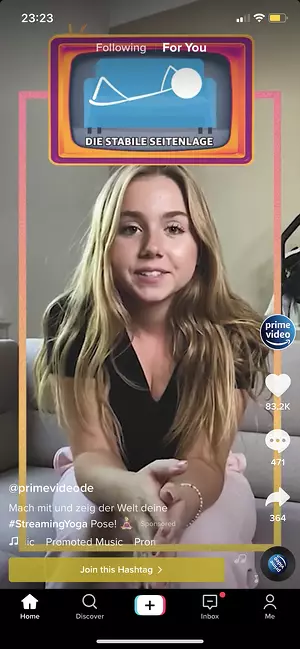 Werbung von primevideode auf TikTok - Mädchen